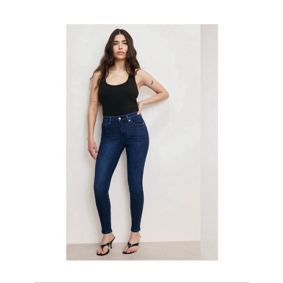 Good American Dark Wash Good Petite Skinny Stretch Jeans Size 2 or 26 - Picture 1 of 7